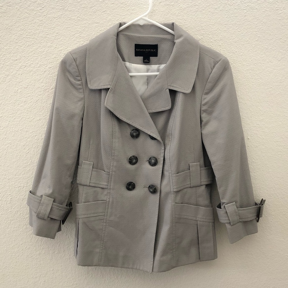 Dressy Light Grey Coat with 3/4 sleeves - Size 2